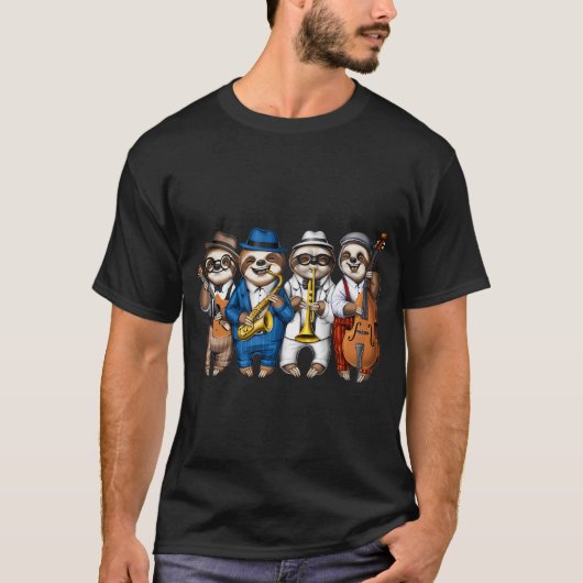 Faultier-Jazzmusiker T-Shirt (Vorderseite)