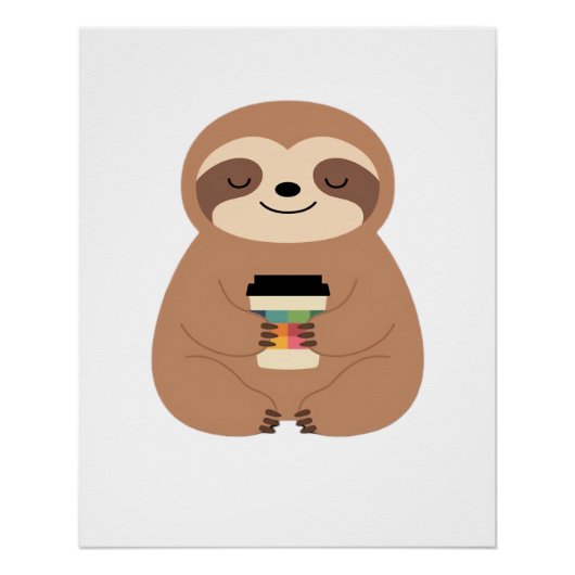 Faultier Kaffee Zeit Classic T-Shirt Poster (Vorderseite)