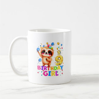 Faultier Kinder 9 Jahre altes Faultier 9. Geburtst Kaffeetasse