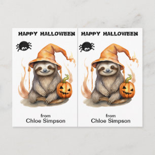 Faultier-Kitty-Katzenschulparty-Halloween-Karte Postkarte