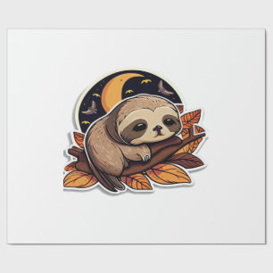 Faultier-Kürbis-Halloween-Aufkleber-Stil 2 Classic Geschenkpapier