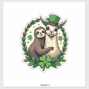 Faultier Lama St Patricks Day Vintage Glücksshirt  Aufkleber