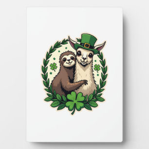 Faultier Lama St Patricks Day Vintage Glücksshirt  Fotoplatte