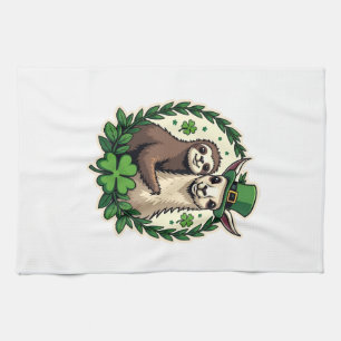 Faultier Lama St Patricks Day Vintage Glücksshirt  Geschirrtuch