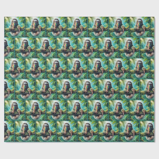 Faultier Licking a Rainbow Ice Creme Cone Geschenkpapier (Flach)