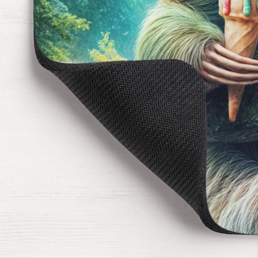 Faultier Licking a Rainbow Ice Creme Cone Mousepad (Ecke)