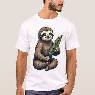 Faultier-Linien-Gravur Klassisches Animal-T-Shirt  T-Shirt
