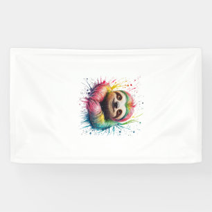 Faultier Männer Frau Bunt Wasserfarbe Faultier T-S Banner