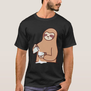 Faultier Milch Müde Faul Süß Faultier Nagetier T-Shirt