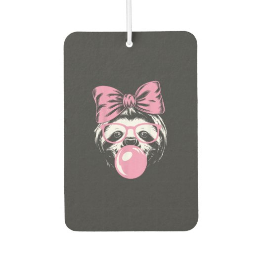 Faultier mit Brille und rosa Kaugummiblase  Autolufterfrischer (Vorderseite)