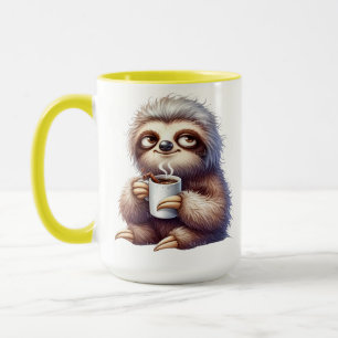 Faultier mit einer Tasse Kaffee