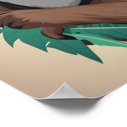 Faultier mit Favoritenleaf Poster (Ecke)