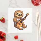 Faultier mit Gitarre und Weihnachtsmannmütze Serviette (Beispiel)