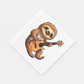 Faultier mit Gitarre und Weihnachtsmannmütze Serviette (Ecke)