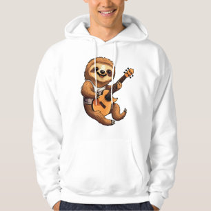 Faultier mit Gitarre Weihnachtsmannmütze Hoodie