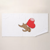 Faultier mit Herz "Ich liebe Faultiere" Badehandtuch (Badehandtuch)