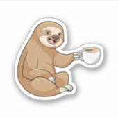Faultier mit Kaffee-Cup Aufkleber (Vorderseite)