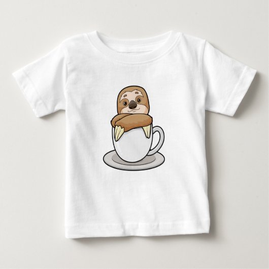 Faultier mit Kaffee-Cup Baby T-shirt (Vorderseite)
