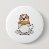 Faultier mit Kaffee-Cup Button (Vorderseite)