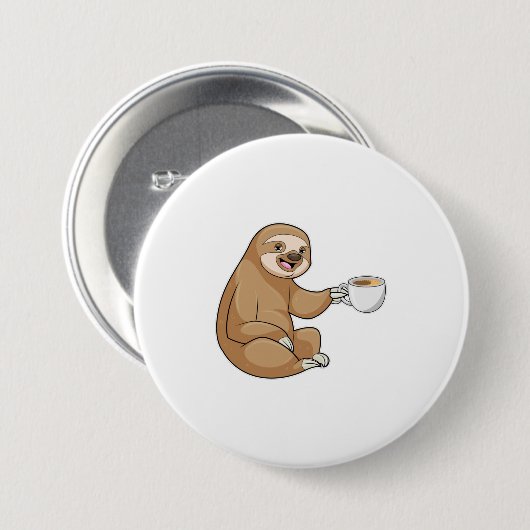 Faultier mit Kaffee-Cup Button (Vorne & Hinten)