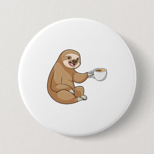 Faultier mit Kaffee-Cup Button (Vorderseite)