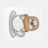 Faultier mit Kaffee-Cup Fleecedecke (Vorderseite (Horizontal))