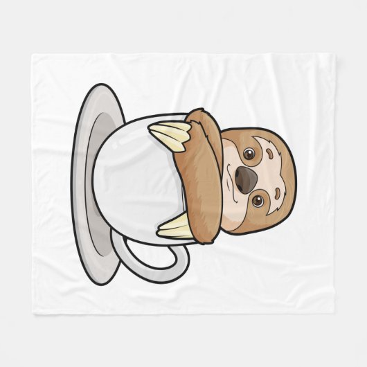 Faultier mit Kaffee-Cup Fleecedecke (Vorderseite (Horizontal))