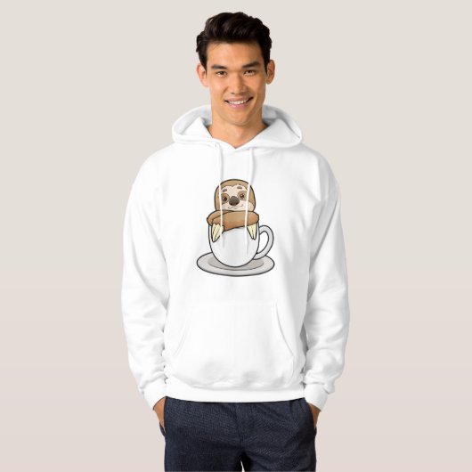Faultier mit Kaffee-Cup Hoodie (Vorne ganz)