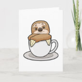 Faultier mit Kaffee-Cup Karte (Vorderseite)