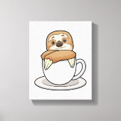 Faultier mit Kaffee-Cup Leinwanddruck (Vorderseite)