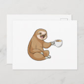 Faultier mit Kaffee-Cup Postkarte (Vorne/Hinten)