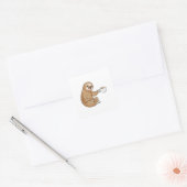 Faultier mit Kaffee-Cup Quadratischer Aufkleber (Umschlag)