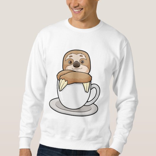 Faultier mit Kaffee-Cup Sweatshirt (Vorderseite)