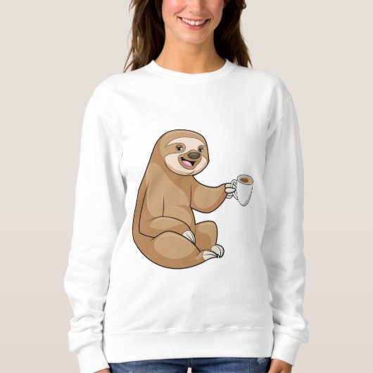 Faultier mit Kaffee-Cup Sweatshirt (Vorderseite)