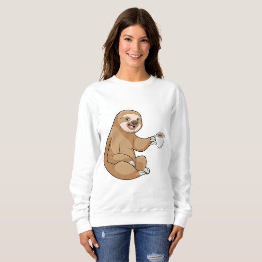 Faultier mit Kaffee-Cup Sweatshirt (Vorne ganz)