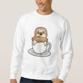 Faultier mit Kaffee-Cup Sweatshirt (Vorderseite)