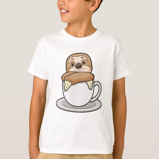 Faultier mit Kaffee-Cup T-Shirt (Vorderseite)