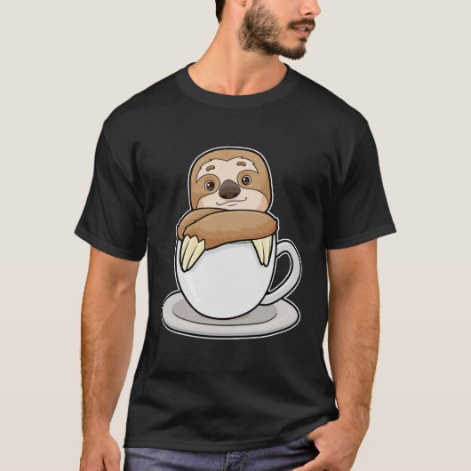 Faultier mit Kaffee-Cup T-Shirt (Vorderseite)