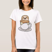 Faultier mit Kaffee-Cup T-Shirt (Vorderseite)