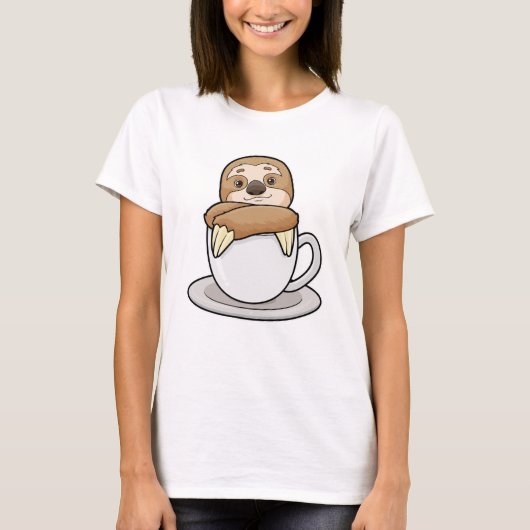 Faultier mit Kaffee-Cup T-Shirt (Vorderseite)