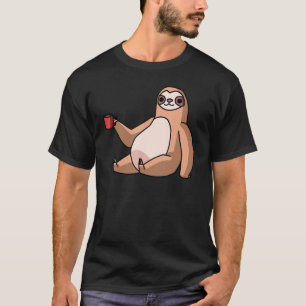 Faultier mit Kaffee Tasse Schillernde Person Lazy T-Shirt