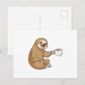 Faultier mit Kaffeetasse Postkarte (Vorne/Hinten)