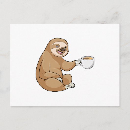 Faultier mit Kaffeetasse Postkarte (Vorderseite)