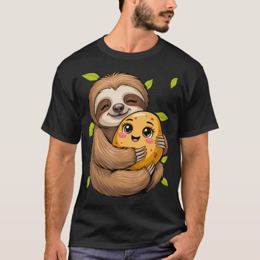 Faultier mit Kartoffelgemüse Süß T-Shirt (Vorderseite)