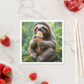 Faultier mit Regenbogeneis Serviette (Beispiel)