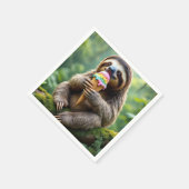 Faultier mit Regenbogeneis Serviette (Ecke)