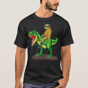 Faultier mit Sonnenbrille auf T rex Dinosaurier T-Shirt