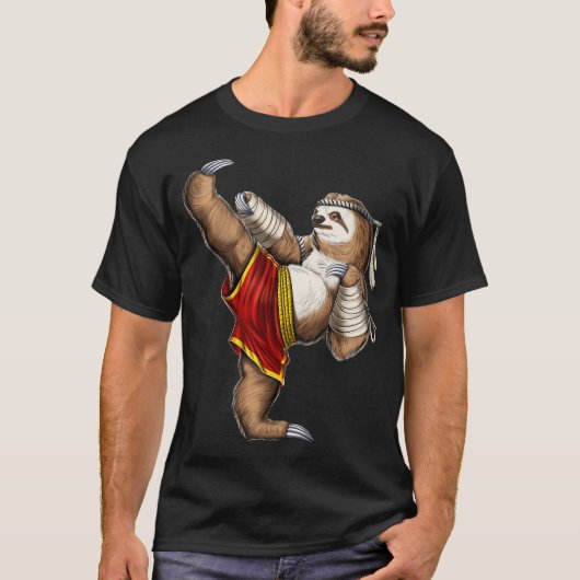 Faultier Muay Thai Kämpfer T-Shirt (Vorderseite)