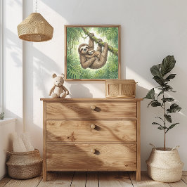 Faultier-Mutter-und-Baby-Kinderzimmer Poster