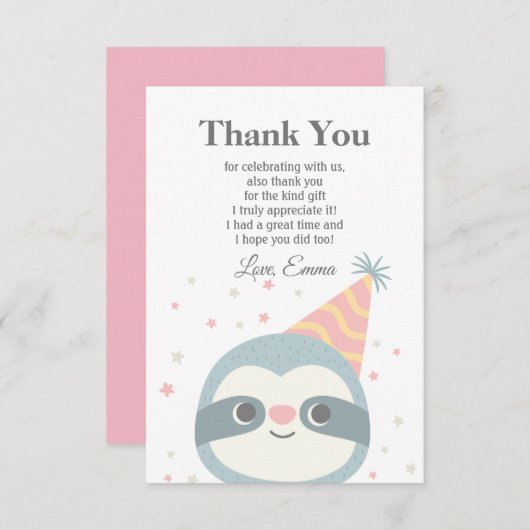 Faultier, niedlicher Faultier, danke Karte (Vorne/Hinten)